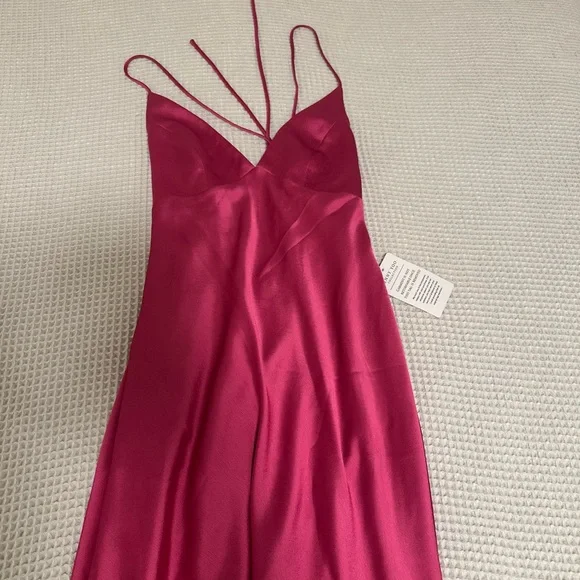 Jenny Yoo NWT Bellini Slip Fuchsia Pink Dress Small Satin - Picture 8 of 10